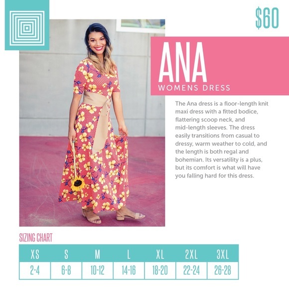 Dress Maxi A-Line LuLaRoe Ana XS 2-4 NWT - Picture 14 of 14